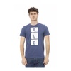 Blue Cotton T-Shirt, Short Sleeve, Round Neck