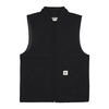 Canvas Vest Black Sleeveless V-Neck Zip