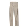 Beige Straight Leg Drawstring Trousers