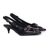 Black Leather Slingback Strap Shoes