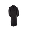 Black Wool Blend Balloon Sleeve Coat with Pearl Insert