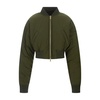 Green Crop Bomber Jacket with Gold Zip