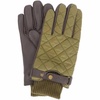 Quilted Leather Gloves Green Brown