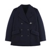 Blue Double-Breasted Coat with Notched Lapels