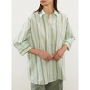 Striped Cotton Shirt with Beaded Shoulder Detail