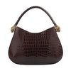 Brown Croc-Embossed Leather Shoulder Bag