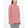 Pink Crepe Texture Roll Neck Top