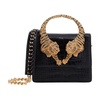 Black Snake-Embossed Leather Shoulder Bag