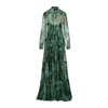 Green Silk Malachite Pattern Long Dress