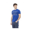 Blue Cotton Round Neck T-Shirt with Front Print