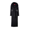 Black Wool Long Coat with Detachable Fur Collar