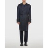 Blue Wool Gabardine Double-Breasted Trench Coat