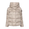 Quilted Beige Coat with Hood