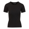 Black Ribbed Tee with Curved Neckline