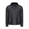 Black Leather Shearling Zip Coat