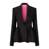 Black Wool Gabardine Peplum Blazer