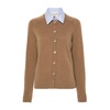 Knitted Beige Sweater with Poplin Collar