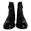 Black Logo Lace Up Mid Calf Boots