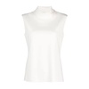 Ivory Stretch Jersey Turtleneck Sleeveless T-Shirt