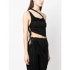 Black Draped One-Shoulder Crop Top