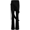 Black Flare Trousers with Draped Side Bands