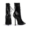 Black Leather Stiletto Boots with Zip