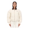 Cream Bomber Jacket with Ribbed Collar