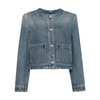 GIVENCHY Indigo Blue Denim Jacket with Signature 4G Motif and Chain-Link Detailing for Women