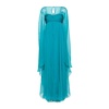 Turquoise Silk Chiffon Dress with Shoulder Shawl