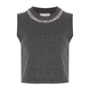 Grey Wool-Cashmere Sweater with Rhinestone Embellishment