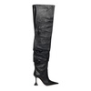 Black Ruched Boots with Pointed Toe