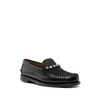 Black Leather Moccasins Crystal Decoration