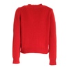 Red Wool Blend Short Jumper with Round Neckline