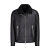 Black Leather Shearling Zip Coat