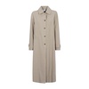 Beige Long Overcoat with Shirt Collar