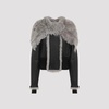 Black Leather Fur Trim Jacket