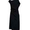 Black midi sheath dress with draping