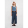 Blue Wide Leg Cropped Trousers