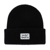 Black Wool Blend Beanie Hat