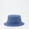 Reversible Blue Oblique Fringed Cotton Hat