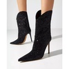 Black tweed stiletto ankle boots