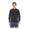 Black Slim-Fit Shirt with Italian Collar