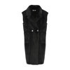 Black Sleeveless Coat with Peak Lapel