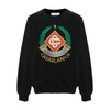 Black Cotton Sweatshirt with Front Embroidery