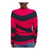 High-neck Wave Stripe Sweater Navy Fuchsia