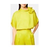 Silk Jacquard Oversize Top with Yellow Bow