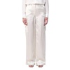 Ivory Satin-Finish Wide-Leg Trousers