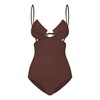 Brown Square Cup One-Piece Swimwear