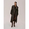 Brown Leather Biker Trench Coat