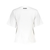 Elegant White Cotton T-Shirt with Designer Print